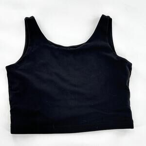 Eileen Fisher Cotton Jersey Crop Top M Black Comfort Lounge Travel Womens
